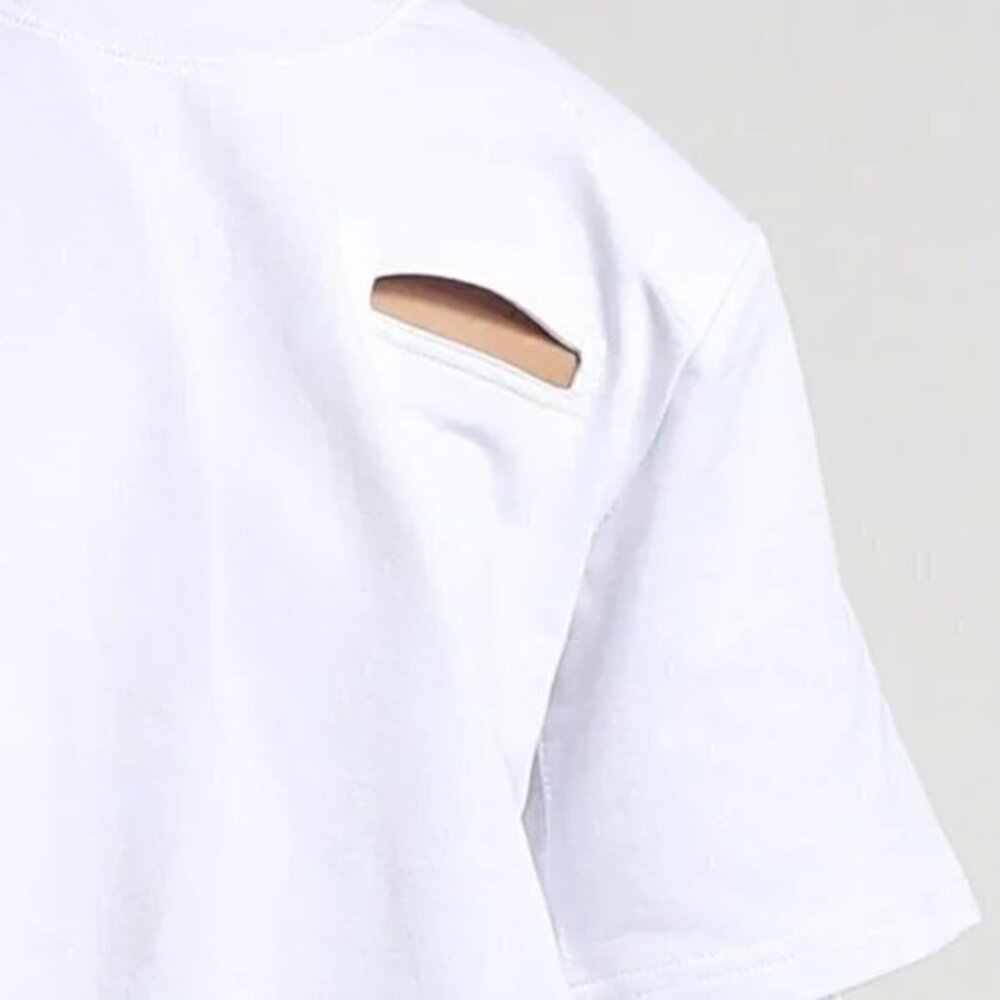 NWT Chakshyn 'Fake Pocket' Cropped Padded T-Shirt - White